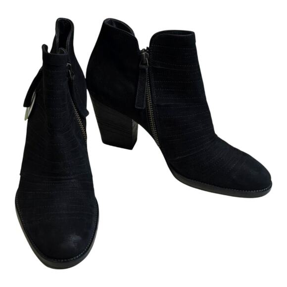 Paul Green Boots US SIZE 8 Malibu Bootie Black Nubuck Double Zip Block Heel New - Picture 6 of 13